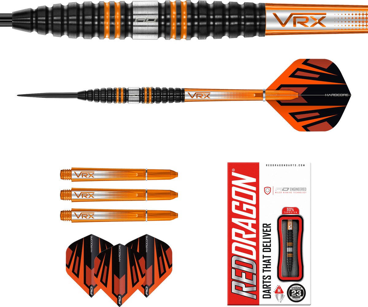 RED DRAGON Amberjack Pro 1 Jeu de fléchettes en tungstène Softip Premium de 18 grammes avec ailettes et tiges RED DRAGON Amberjack Pro 1 Jeu de fléchettes en tungstène Softip Premium de 18 grammes avec ailettes et tiges