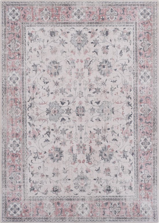 INOVADAY Machinewasbare Tapijten 120x180 cm Vintage Boho Vloerkleed Laagpolig Antislip Tapijt met Print Patroon voor Woonkamer Slaapkamer Huiskontoor Binnenhuis Turkooisgroen/Blauw/Rood