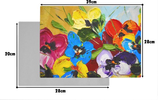 Planche à découper en Verres - 39x28 - Huile - Peinture - Fleurs - Planches à découper en Glas