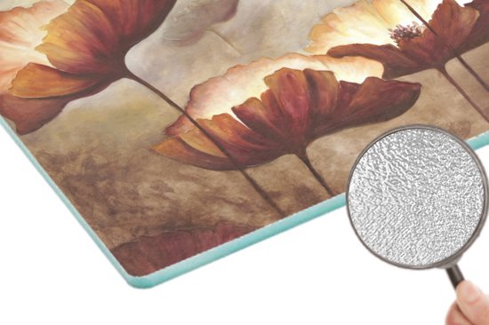 Glazen Snijplank - 28x20 - Schilderij - Bloemen - Olieverf - Planten - Snijplanken Glas