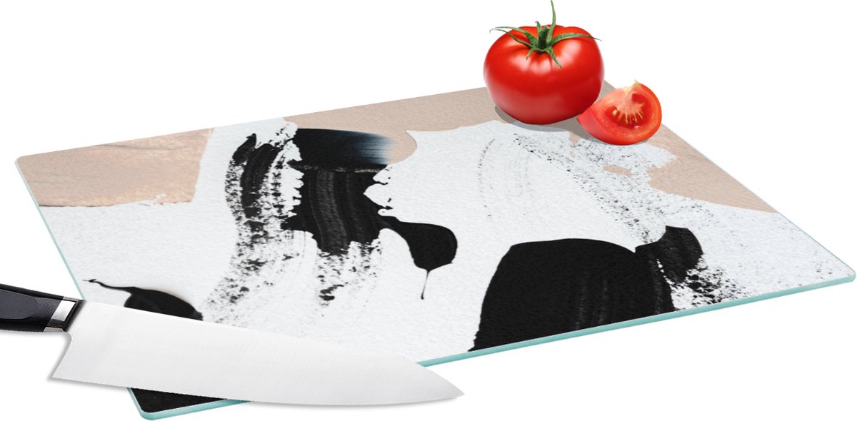 Glazen Snijplank - 39x28 - Zwart - Abstract - Design - Snijplanken Glas