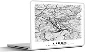 Laptop sticker - 10.1 inch - Kaart – Plattegrond – Stadskaart – Liège – België – Zwart Wit - 25x18cm - Laptopstickers - Laptop skin - Cover