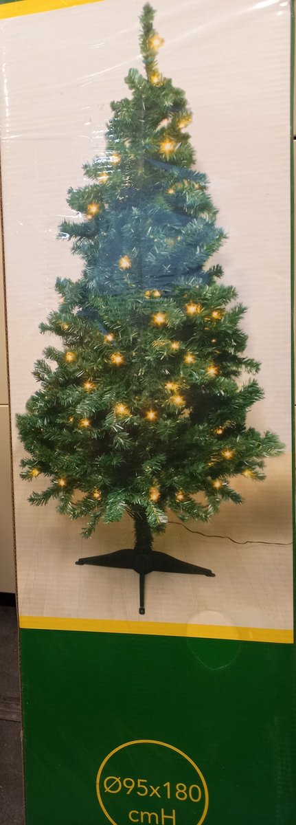 Kerstboom met PLATTE achterzijde incl. 80 Led lampjes warm wit licht