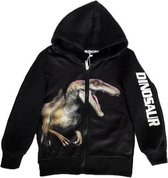 Gilet enfant avec imprimé Dino Dinosaurus en quadrichromie | Capuche | Couleur noire | Taille 134/140 | De toute beauté !