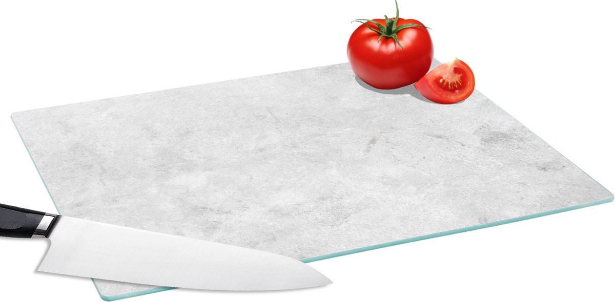 Glazen Snijplank - 39x28 - Marmer - Textuur - Grijs - Marmerlook - Snijplanken Glas