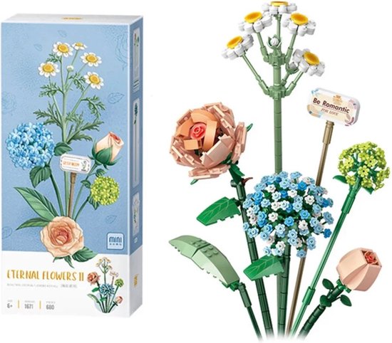 ZAAK. Eternal Flowers 1671 bouwstenen bloemenboeket - niet compitabel met Lego - Kunst bloemen voor volwassenen