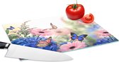 Glazen Snijplank - 28x20 - Vlinders - Bloemen - Hortensia - Insecten - Snijplanken Glas