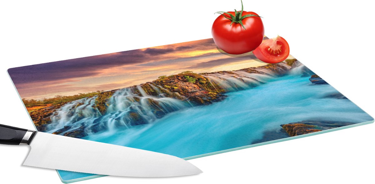 Glazen Snijplank - 39x28 - Waterval - Landschap - Wolken - Natuur - Snijplanken Glas