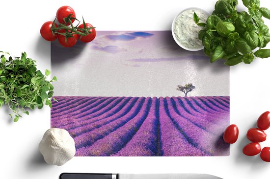 Planche à Verres - 39 x 28 - Lavande - Arbres - Violet - Fleurs - Planches à découper en Glas