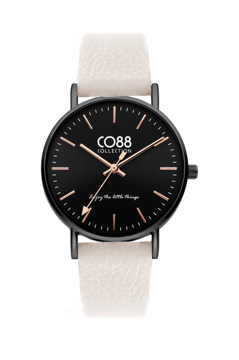 CO88 Collection 8CW-10121 Horloge - Creme - Leren Band - tot 20cm Polsmaat - 36mm Doorsnee - Rosegoudkleurig