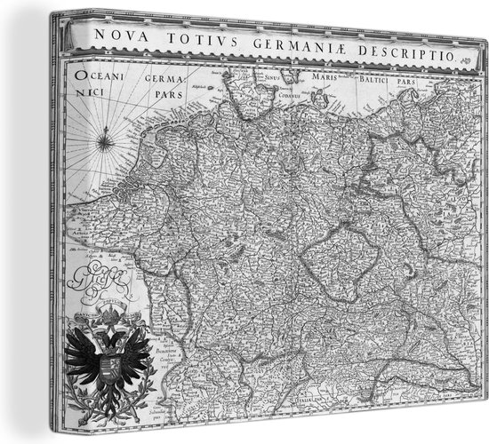 Une carte historique et noir et blanc de l' Europe Toile 40x30 cm - petit - Tirage photo sur toile (Décoration murale salon / chambre)