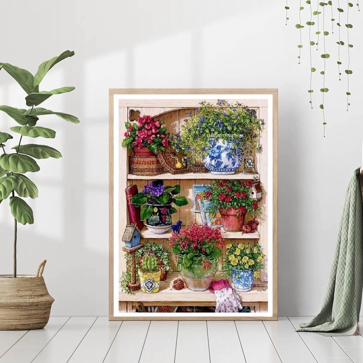 Lienz® Diamond Painting volwassenen 40x50cm – Rond – Bloemen – Potten – Volledig – Pakket Volwassenen — afbeelding 4