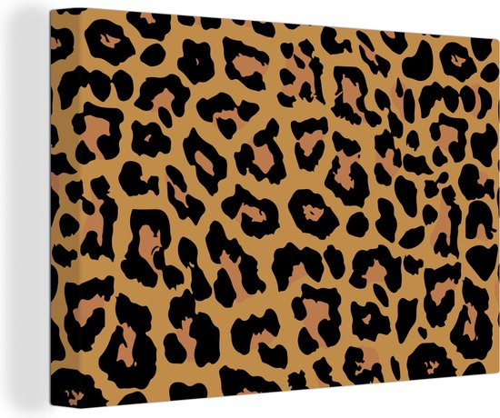 Canvas Schilderij Panterprint Dieren Bruin 60x40 Cm 