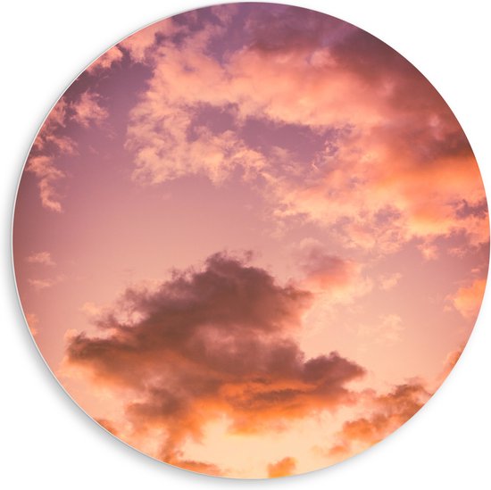 WallClassics - PVC Schuimplaat Muurcirkel - Pastelkleurige Wolken - 80x80 cm Foto op Muurcirkel (met ophangsysteem)