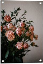 WallClassics - Tuinposter – Boeket van Lichtroze Rozen - 40x60 cm Foto op Tuinposter  (wanddecoratie voor buiten en binnen)