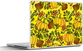 Laptop sticker - 11.6 inch - Pompoenen - Patronen - Bloemen - 30x21cm - Laptopstickers - Laptop skin - Cover