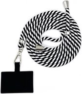 Universele verstelbare telefoonkoord - zwart wit gestreept - 150 cm