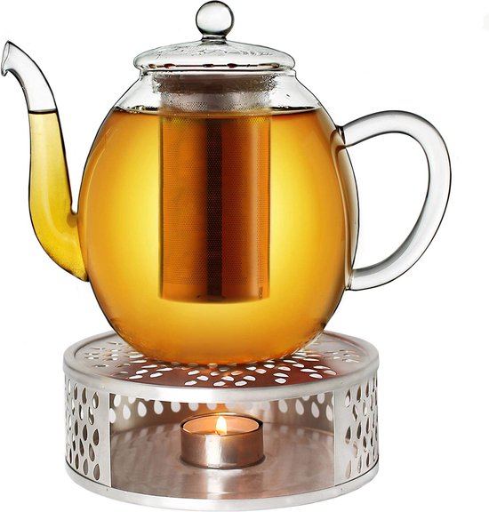 Théière En Verre Borosilicate 1000ml - Avec Filtre Inox Amovible - Résiste à La Chaleur - Pour Thé Et Infusions