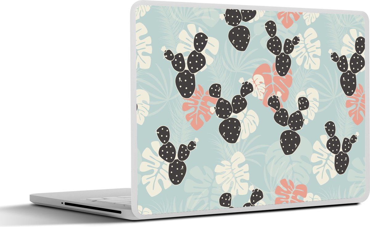 Laptop sticker - 14 inch - Cactus - Monstera - Patronen - Pastel - Hawaii - 32x5x23x5cm - Laptopstickers - Laptop skin - Cover