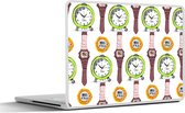 Laptop sticker - 12.3 inch - Wekker - Horloges - Stopwatch - Patronen - 30x22cm - Laptopstickers - Laptop skin - Cover