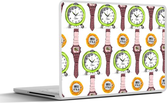 Laptop sticker - 12.3 inch - Wekker - Horloges - Stopwatch - Patronen - 30x22cm - Laptopstickers - Laptop skin - Cover