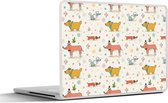 Laptop sticker - 15.6 inch - Hond - Teckel - Patronen - Bloemen - 36x27,5cm - Laptopstickers - Laptop skin - Cover