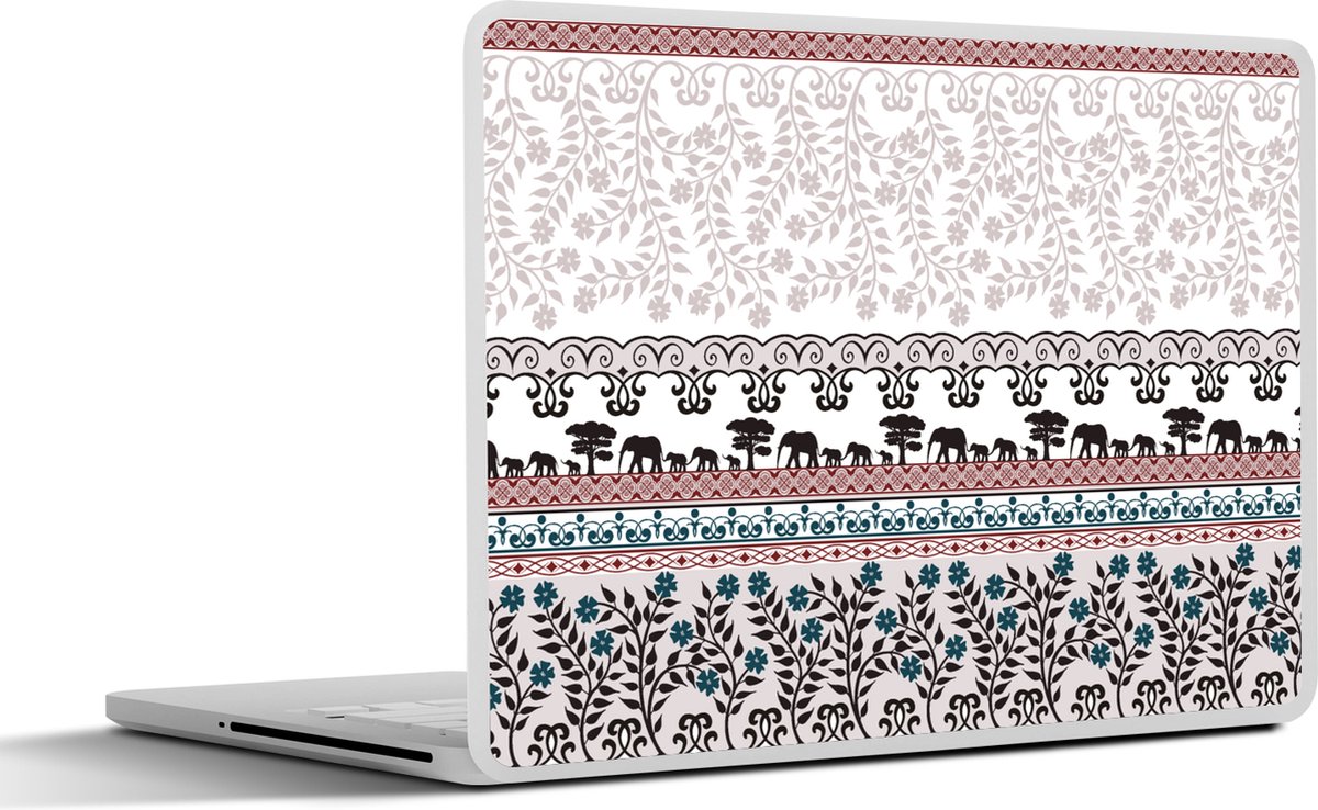 Laptop sticker - 14 inch - Patronen - Safari - Olifant - Afrika - 32x5x23x5cm - Laptopstickers - Laptop skin - Cover
