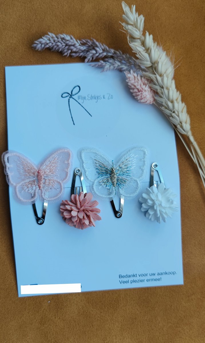 Haaraccessoires babyhaar vlinder bloem 3cm clips