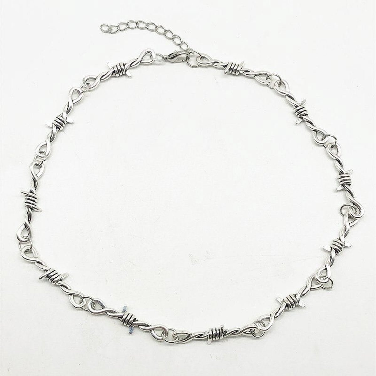 WiseGoods Luxe Prikkeldraad Ketting Heren - Kettingen - Schrikdraad Sieraad - Sieraden Cadeau - Kleding Accessoires - Zilver