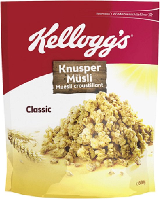 Kellogg's Crunchy Muesli Classic gemaakt van goudbruine krokante