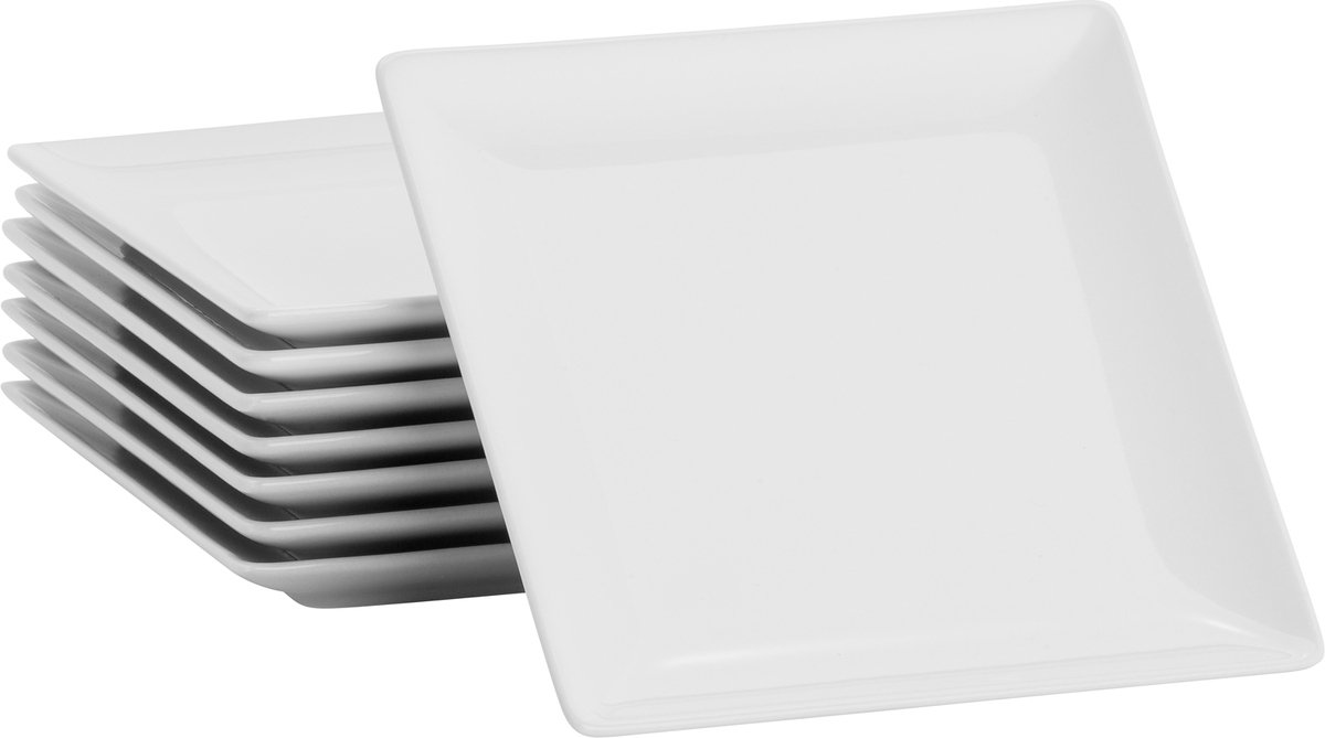 Lite-Body gebaksbordjes - Set van 8 stuks - 16 cm - Wit