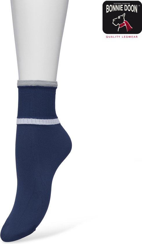 Bonnie Doon Sportieve Dames Sokken maat 36/42 Blauw met Grijs - Met Rib Detail en Bies - Zeer zacht - Vochtregulerend - Sporty Micro Sock - Platte naden - Uitstekend Draagcomfort - Sportief - Blue/Grey - BP221429.150