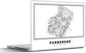 Laptop sticker - 10.1 inch - Stadskaart – Zwart Wit - Kaart – Purmerend – Nederland – Plattegrond - 25x18cm - Laptopstickers - Laptop skin - Cover