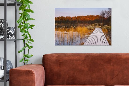 Échafaudage scandinave en automne 90x60 cm - Tirage photo sur toile (Décoration murale salon / chambre)