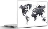 Laptop sticker - 11.6 inch - Wereldkaart - Waterverf - Zwart - Wit - 30x21cm - Laptopstickers - Laptop skin - Cover