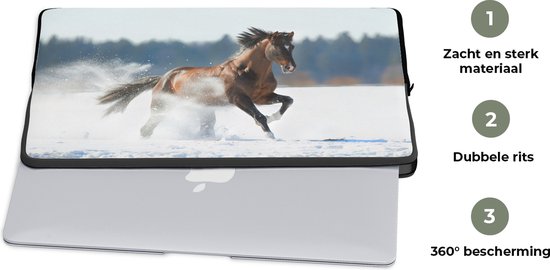 Housse ordinateur 13 pouces - Cheval - Neige - Hiver - Housse ordinateur