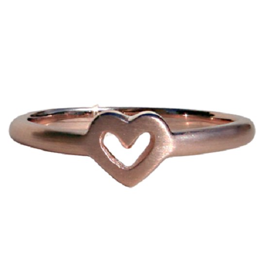 Schitterende 14K Vergulde Rosé Zilveren Ring Hart 19.00 mm. (maat 60)