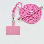 Universele verstelbare telefoonkoord - roze / grijs  - 150 cm