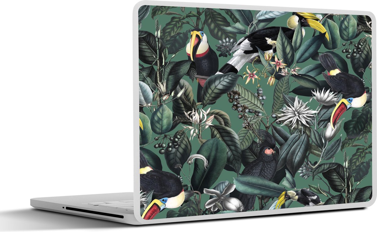 Laptop sticker - 15.6 inch - Bloemen - Vogel- Collage - 36x27,5cm - Laptopstickers - Laptop skin - Cover