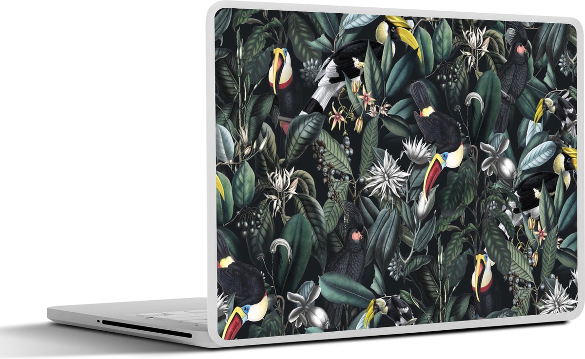 Laptop sticker - 15.6 inch - Bloemen - Vogel - Toekan - 36x27,5cm - Laptopstickers - Laptop skin - Cover