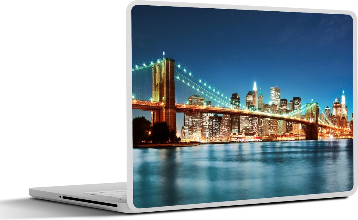 Laptop sticker - 12.3 inch - New York - Brug - Architectuur - Brooklyn - Licht - 30x22cm - Laptopstickers - Laptop skin - Cover