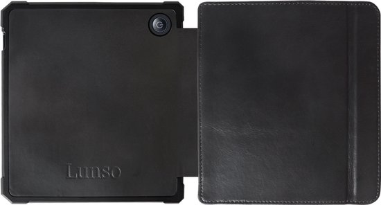 Lunso - Geschikt voor Kobo Libra 2 hoes (7 inch) - Lederen sleep cover - Zwart van Lunso — afbeelding 4