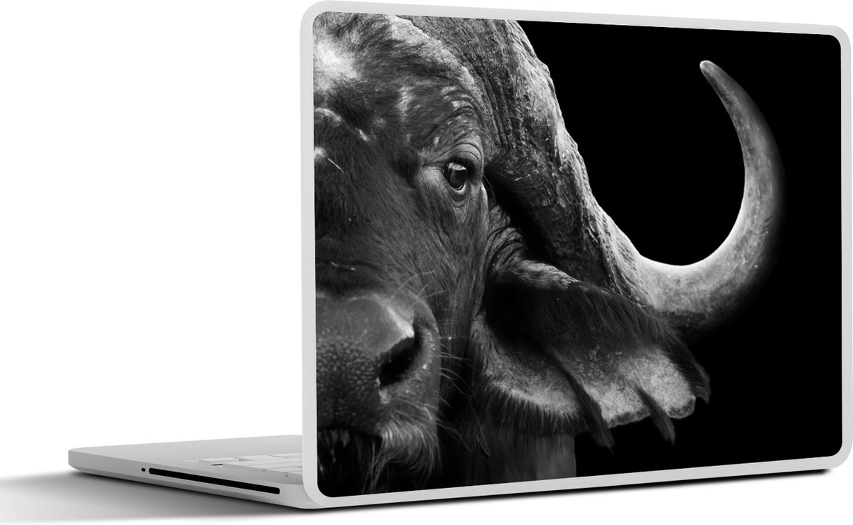 Laptop sticker - 11.6 inch - Buffalo - Dieren - Zwart - Wit - 30x21cm - Laptopstickers - Laptop skin - Cover