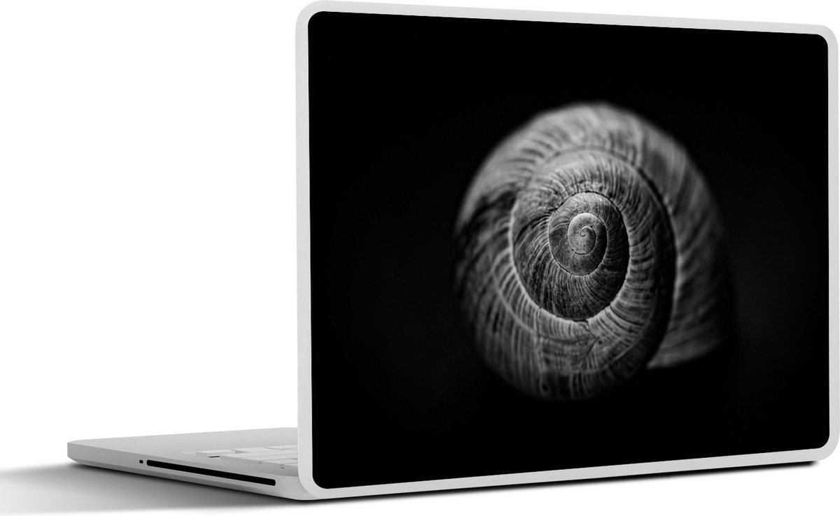 Laptop sticker - 15.6 inch - Slak - Dieren - Zwart - Wit - Slakkenhuis - 36x27,5cm - Laptopstickers - Laptop skin - Cover