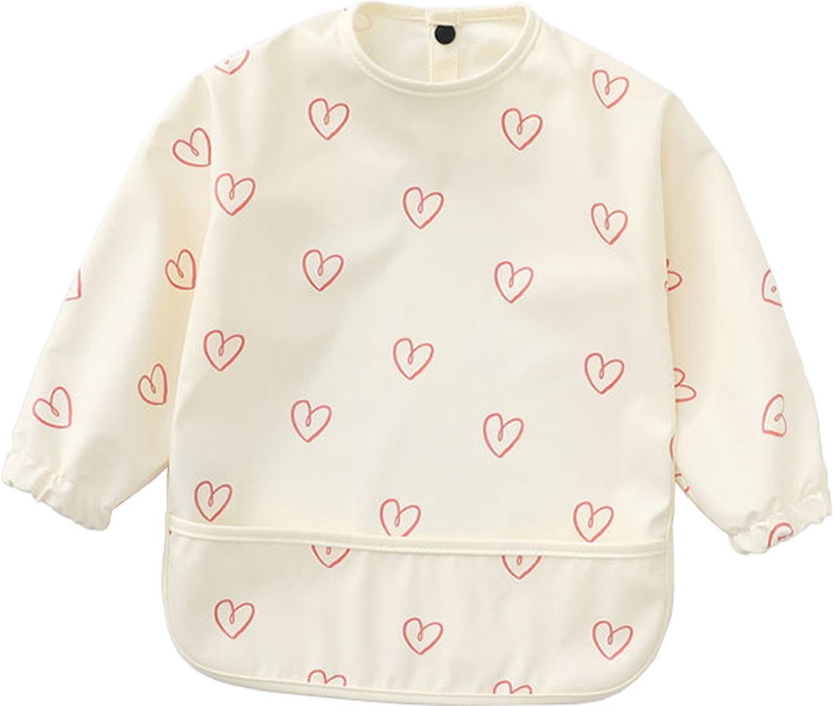 Goedkoopste Mon Avenir - Longsleeve slab - waterproof - schort lange mouwen - Beige - hartjes