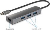 Renkforce Netwerkadapter/Hub 1 GBit/s USB-C 5Gbps, LAN (10/100/1000 MBit/s), USB 3.2 Gen 1 (USB 3.0)