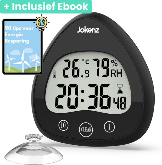 Peelanmall Badkamerklok, badtimer, met hygrometer en thermometer, led