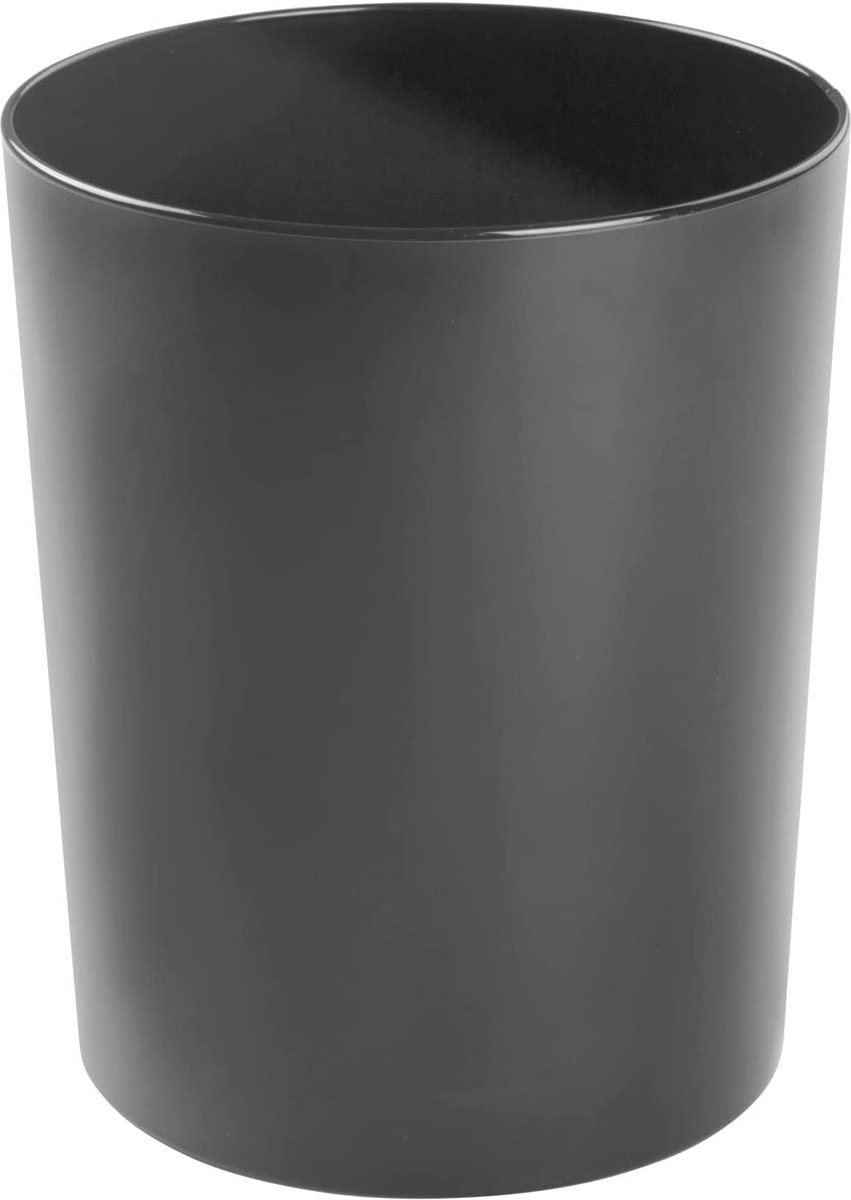 mDesign afvalbak van metaal - compacte afvalbak voor badkamer, kantoor en keuken met voldoende ruimte ook te gebruiken als prullenbak - kleur: zwart