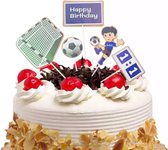 Voetbal Taart Topper 5 Stuks - Happy Birthday - Taart Decoratie - Cupcake Topper - Prikkers - Verjaardag Versiering Jongen - Soccer Topper - Kinderfeestje - Versiering Verjaardag - Goal - Voetbal -