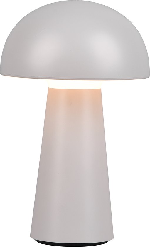 LED Tafellamp - Tafelverlichting - Trion Lenio - 2W - Warm Wit 3000K - Dimbaar - USB Oplaadbaar - Spatwaterdicht IP44 - Rond - Mat Grijs - Kunststof